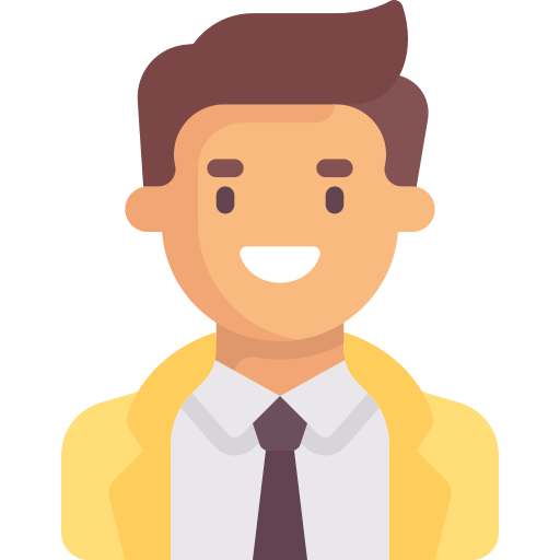 Illustration d'un homme en veste jaune avec une cravate, avatar professionnel